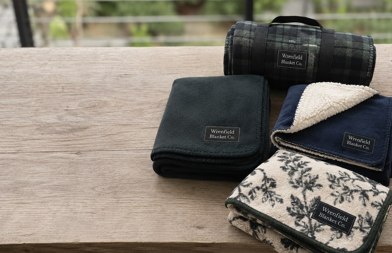 Custom printed fleece blankets with logo